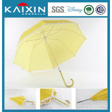 ISO 9001 Желтый ветрозащитный длинный ручкой зонтик